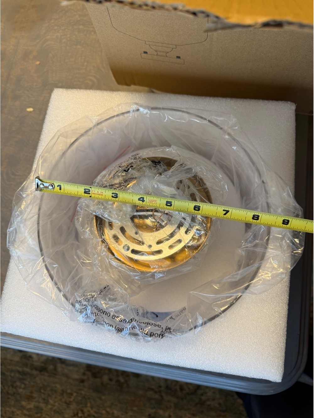 Modern Gold Semi Flush Mount Ceiling Light Clear Glass Shade 10.8” New Open Box